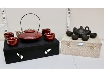 Set Of Two Tea Sets - Bombay And Chinese Black Stone