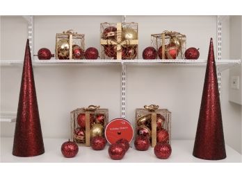 Red And Gold Sparkly Christmas Decorations