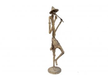 Burkina Faso Bronze Flutist Statue