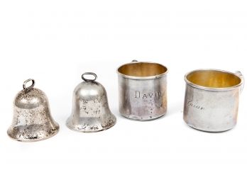 Sterling Silver Sentimental Childs Mugs And Bells.