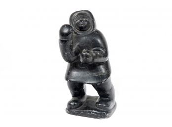 Inuit Soap Stone Carving Of Beckoning Man