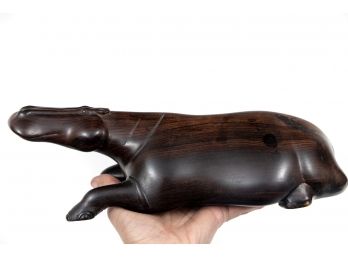 Carved Wood Hippo Sculpture