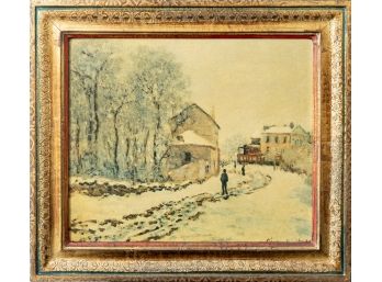 Painting On Board Print Of 'Snow At Argenteuil' By Claude Monet