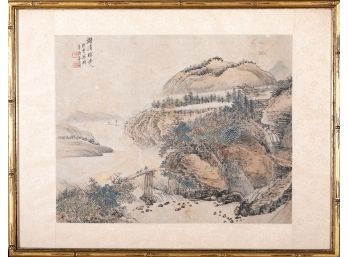 Japanese Landscape Print In Gilt Frame