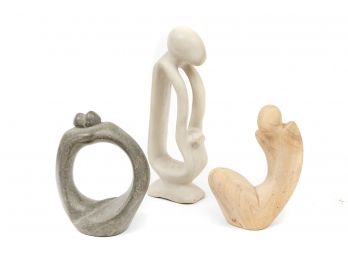 Trio Of Abstract Stone Sculptures