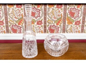 Waterford Crystal Glass Decanter And Bowl