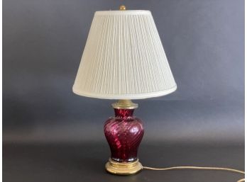 A Vintage Cranberry Glass Table Lamp