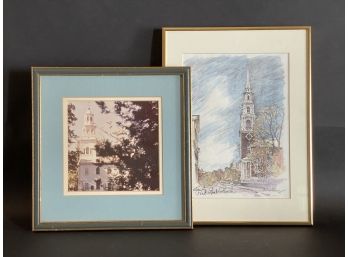 Two Beautiful Churches: A Framed Art Photo & City Street Art