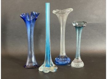 A Groovy Grouping Of Mid-Century Art Glass Bud Vases