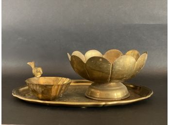 A Selection Of Vintage Brass Tabletop Items