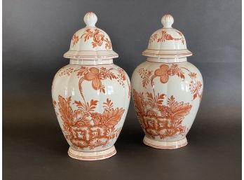 A Stunning Pair Of Vintage Lidded Urns, Handcrafted In Italy, Ethan Allen