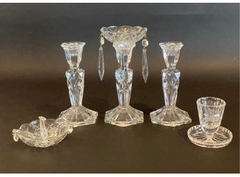 A Selection Of Vintage Cut Crystal Candle Holders