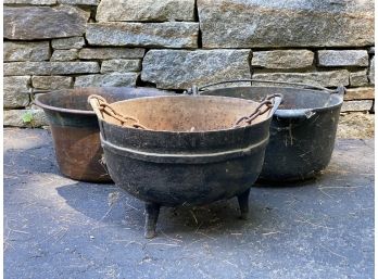Three Rustic Metal Pots