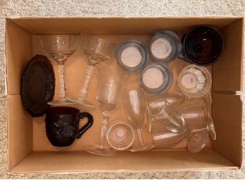 Box Lot: Assorted Drinkware Including Avon Cape Cod Glass