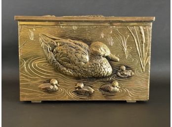A Fantastic Brass Box Embossed With Ducks