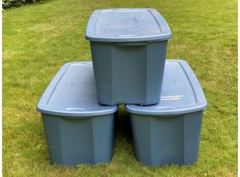 A Stack Of Assorted Storage Bins #12
