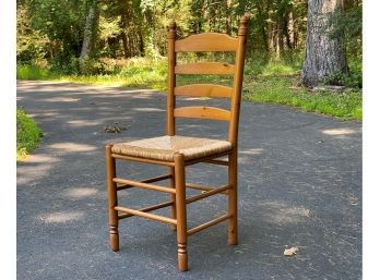 A Vintage Pine Ladderback Chair, Natural Rush Seat