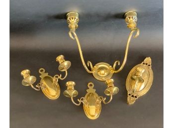 A Selection Of Vintage Brass Candle Sconces