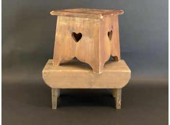 A Pair Of Rustic Wooden Step Stools
