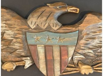 A Vintage Hand-Carved Bald Eagle, Signed