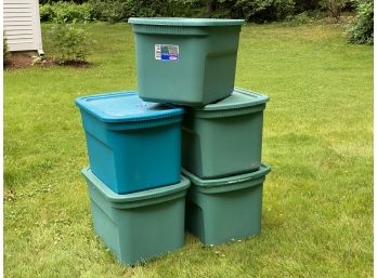 A Stack Of Assorted Storage Bins #9