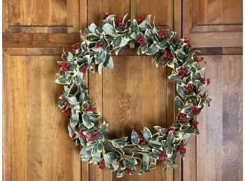 A Wintry Variegated Boxwood & Berry Wreath