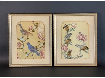 A Pair Of Eye-Catching Avian Prints With Feather & Fabric Detailing