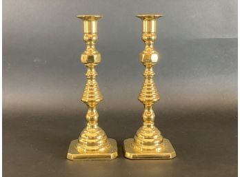 A Quality Pair Of Vintage Baldwin Brass Candlesticks