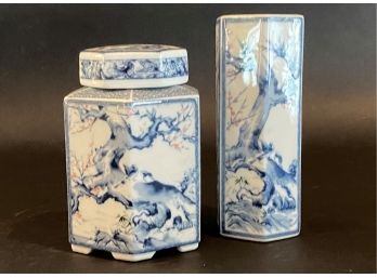 Toyo Covered Urn & Vase, Cherry Blossom Motif