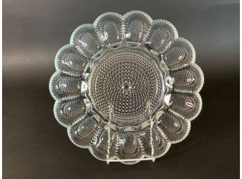 A Vintage Pressed Glass Deviled Egg Plate By Indiana Glass