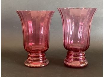 A Very Nice Pair Of Vintage Cranberry Glass Vases