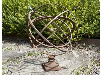 A Large Antique Wrought Iron And Copper Garden Armillary Sphere