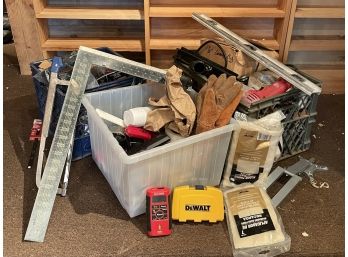 Assorted Carpentry Tools And Metal Step Ladder