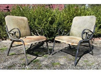 A Pair Of Vintage Mid Century Metal Mesh Outdoor Chairs