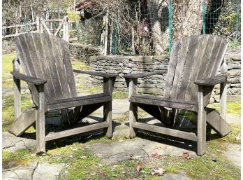 Weathered Outdoor Adirondack Chairs
