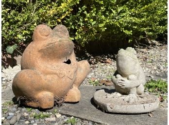 Cast Stone And Earthenware Outdoor Frogs