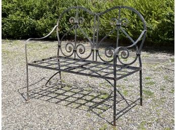 A Vintage Wrought Iron Garden Bench