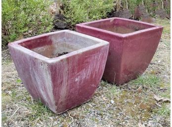 A Pair Of Large Glazed Earthenware Planters By Campania