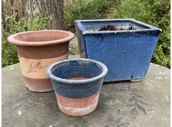 A Trio Of Glazed Earthenware Planters By Campania