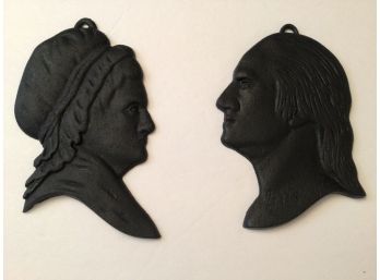 George And Martha Washington Cast Metal Silhouettes Black Finish
