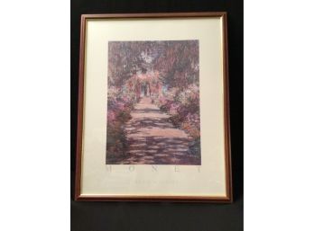 Large Framed Monet Poster Garden At Giverny  24 X 40 Wall Art