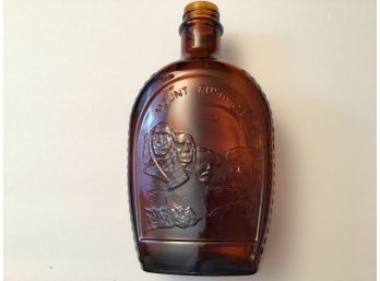 Vintage Log Cabin Syrup Mount Rushmore Bottle Amber