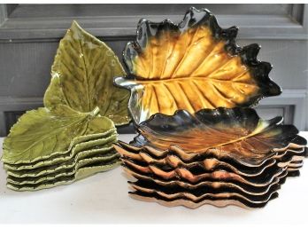 Crate & Barrel Portugese Pottery Cheese Leaf Plates