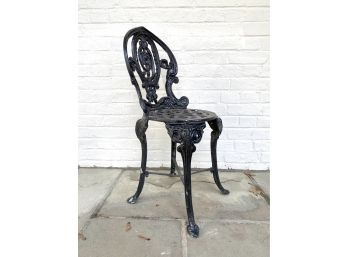 Antique - Small Cast Metal Bistro Chair - Patinated Black Paint