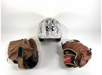 Baseball Glove And Helmet Group