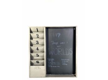 Stenciled Metal Compartment Box With Message Board