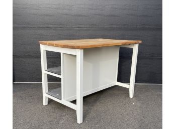 Butcher Block And Stainless Steel Work Table