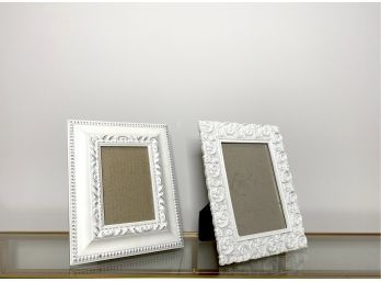 Pair - Antiqued White Decorative Frames
