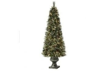 6.5 Ft Sparkling Pine Potted Pre Lit Christmas Tree