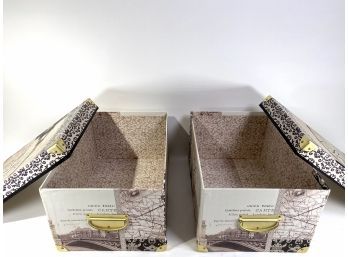 Paula Scaletta - Tri Coastal Design - Pair - Parisian Flip Top Storage Boxes With Brass Tone Hardware